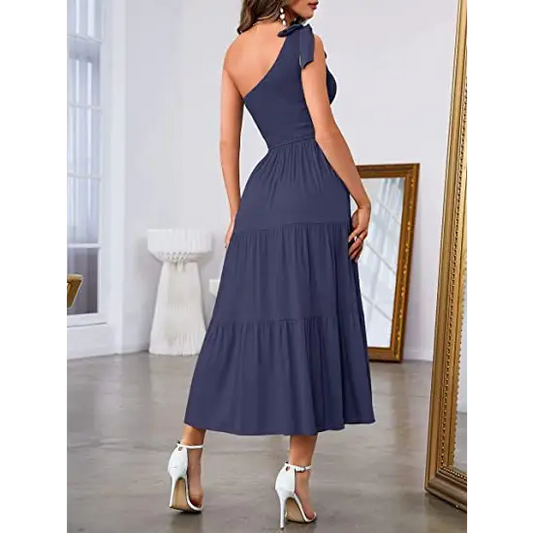 Layered Glam One-Shoulder Dress