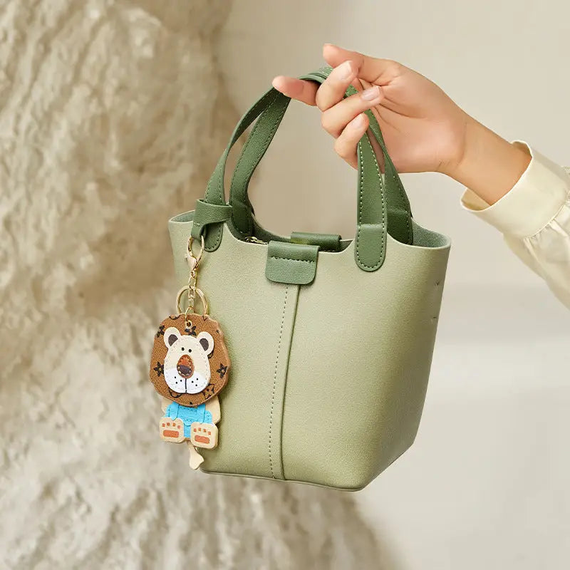Leather Bucket Style Suitcase Outer Bag with Sandwich Pocket