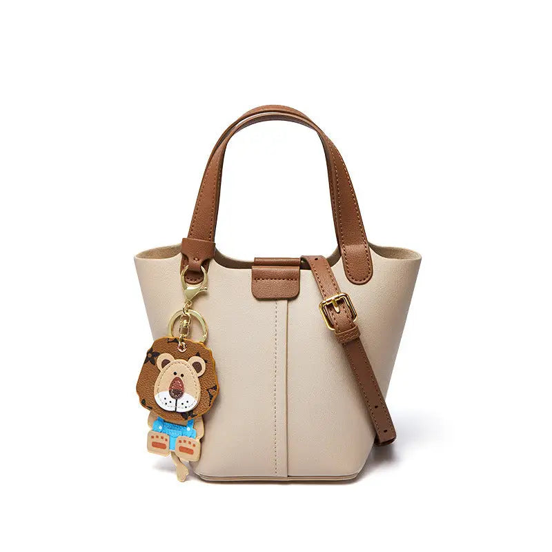 Leather Bucket Style Suitcase Outer Bag with Sandwich Pocket