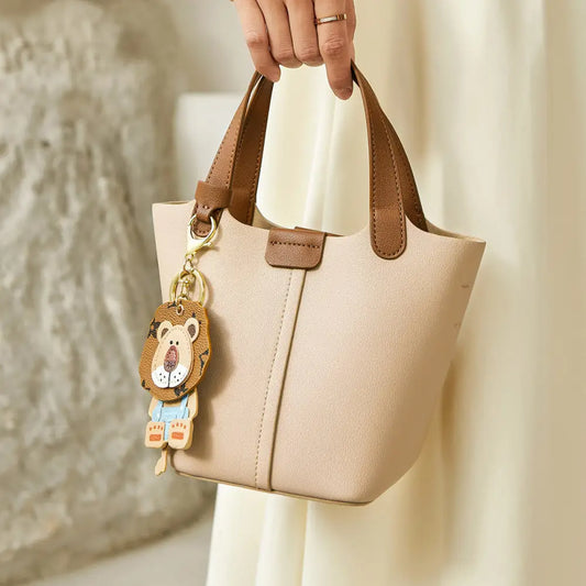 Leather Bucket Style Suitcase Outer Bag with Sandwich Pocket