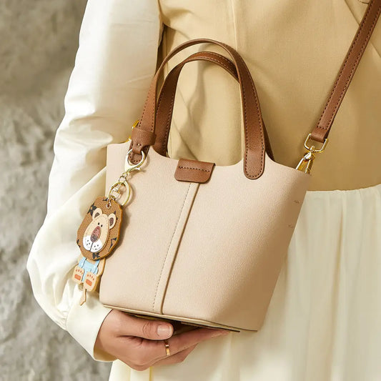 Leather Bucket Style Suitcase Outer Bag with Sandwich Pocket