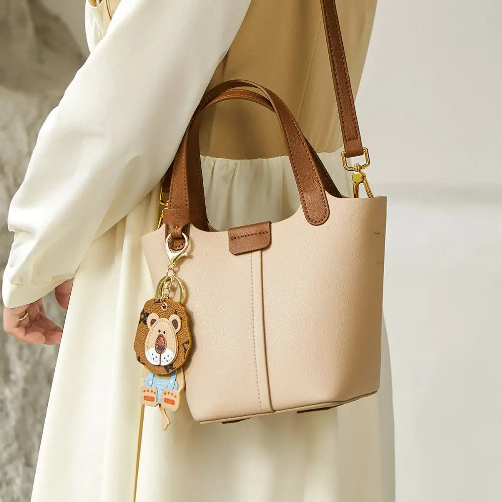 Leather Bucket Style Suitcase Outer Bag with Sandwich Pocket