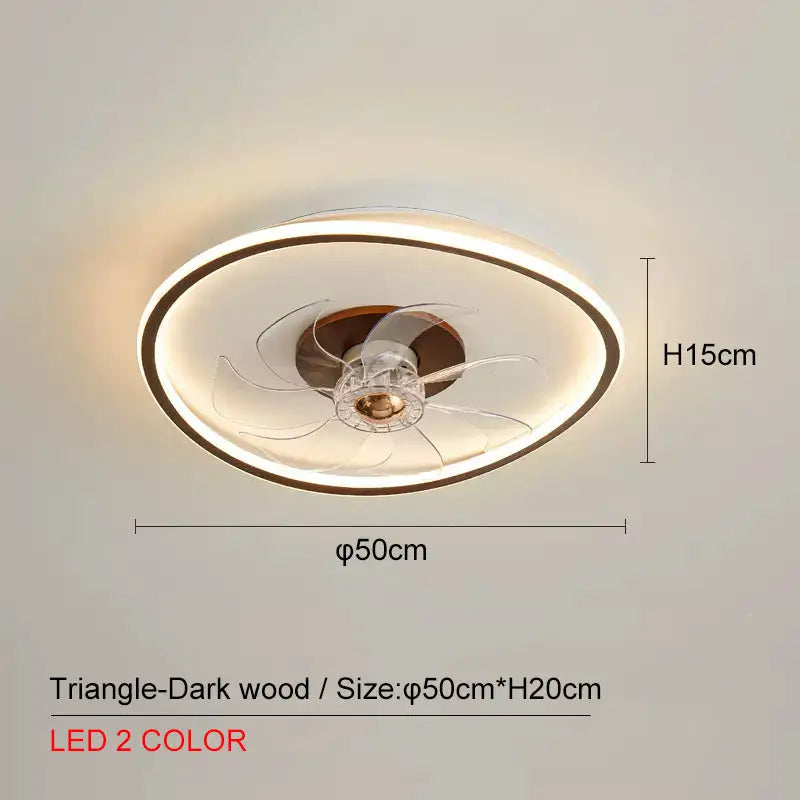 LED Ceiling Fan Lamp with Plastic Blades for Multiple Rooms 64W 220V Walnut