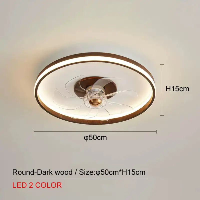 LED Ceiling Fan Lamp with Plastic Blades for Multiple Rooms 64W 220V Walnut