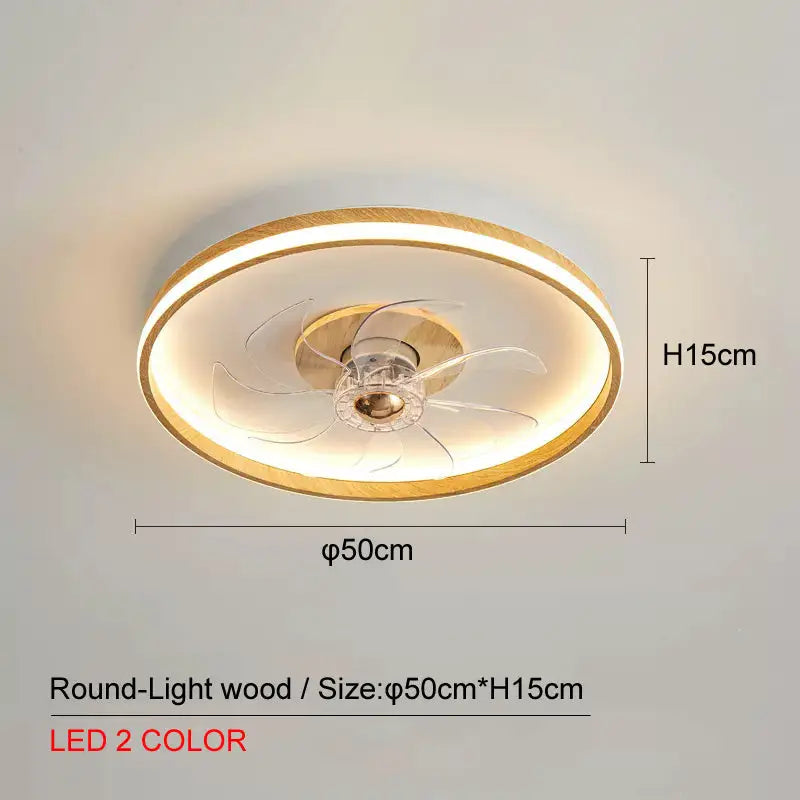 LED Ceiling Fan Lamp with Plastic Blades for Multiple Rooms 64W 220V Log color