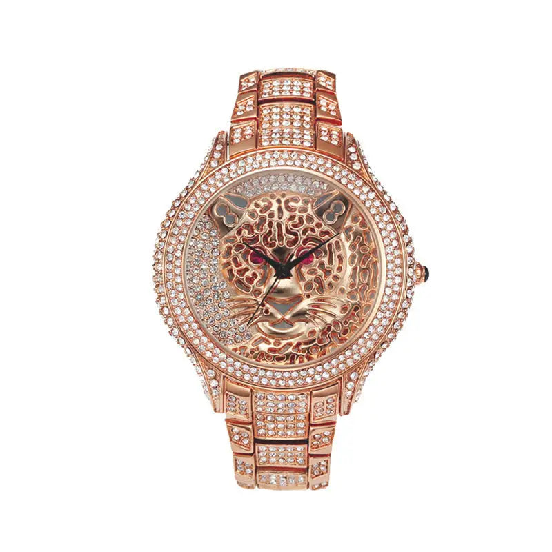 Leopard Diamond Quartz Watch - Rose Gold