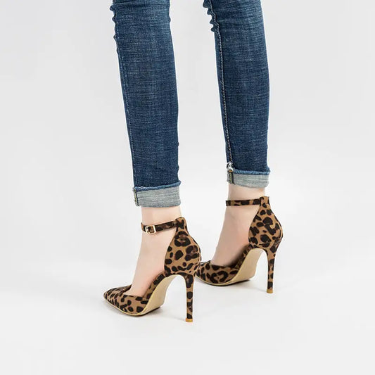 Leopard Luxe: Hollow Stiletto Heels - Pointed Toe