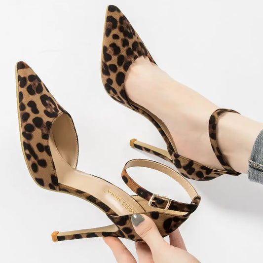 Leopard Luxe: Hollow Stiletto Heels - Pointed Toe