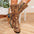 Leopard Print Cotton Chunky Heel Shoes with Rubber Sole - Yellow Leopard Print / 36