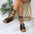 Leopard Print Leather Sandals in Multiple Colors and Sizes - Black / 36