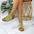 Leopard Print Leather Sandals in Multiple Colors and Sizes - Light Green / 36