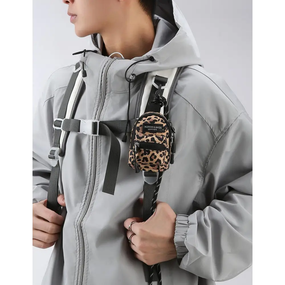 Leopard Print Nylon Square Suitcase for Men and Women