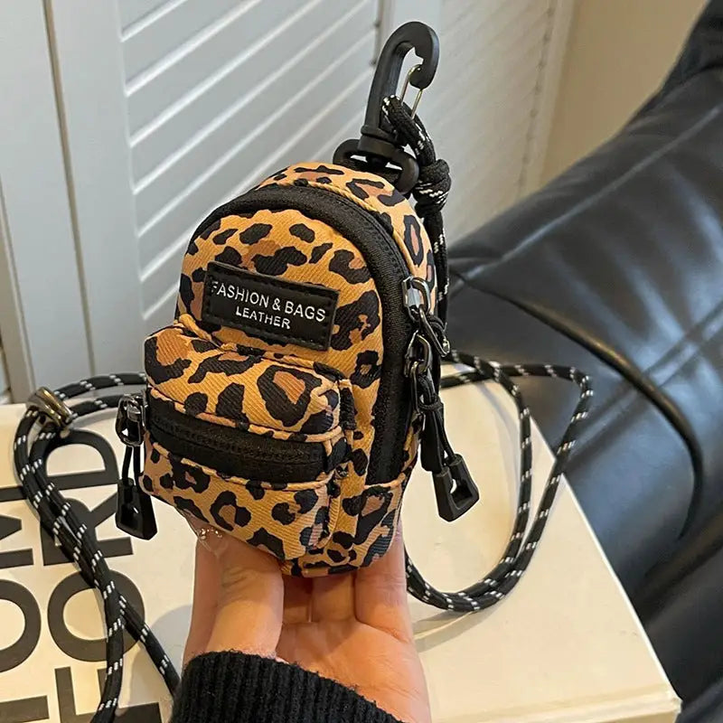 Leopard Print Nylon Square Suitcase for Men and Women - Leopard Print / 10x7.5x4cm