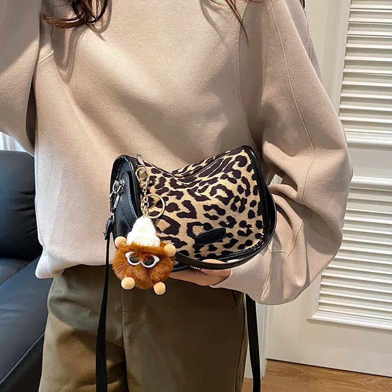Leopard Print PU Suitcase Packing Bag with Optional Pendant