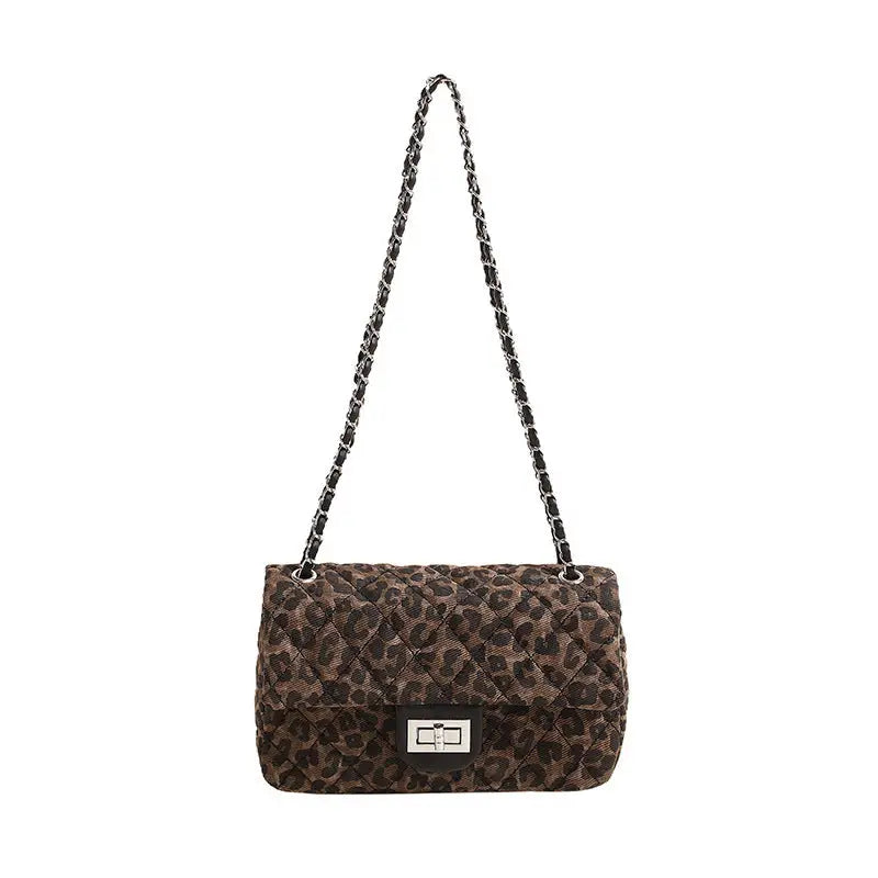 Leopard Print Soft PU Suitcase with Single Shoulder Strap - Leopard Print