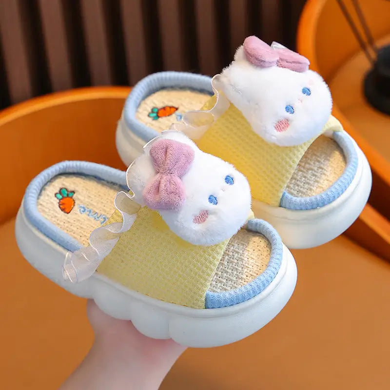 Linen Baby Slippers - Yellow / 24 Size 25