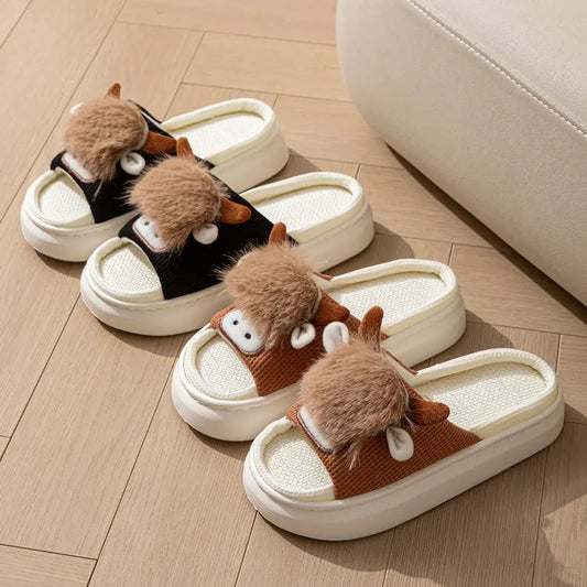 Linen Upper Hollow Out Flip Flops with EVA Sole for Adults