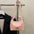 Litchi Luxe: Chic Commuter Messenger Bag - Pink Without Pendant