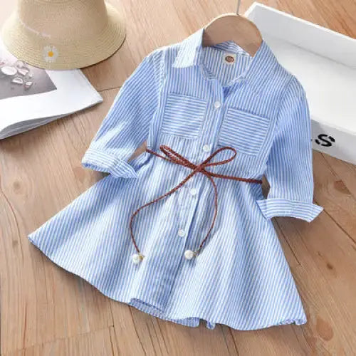 Little Rancher: Western Baby Dress Shirt - Light blue stripes / 90cm