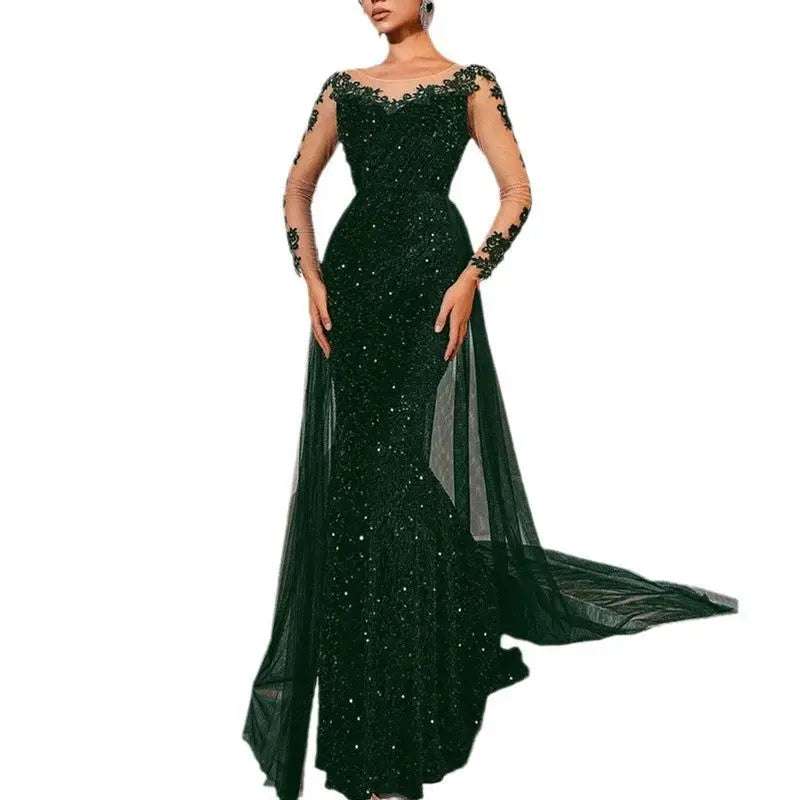 Long Sleeve Polyester Maxi Skirt Dress for Women