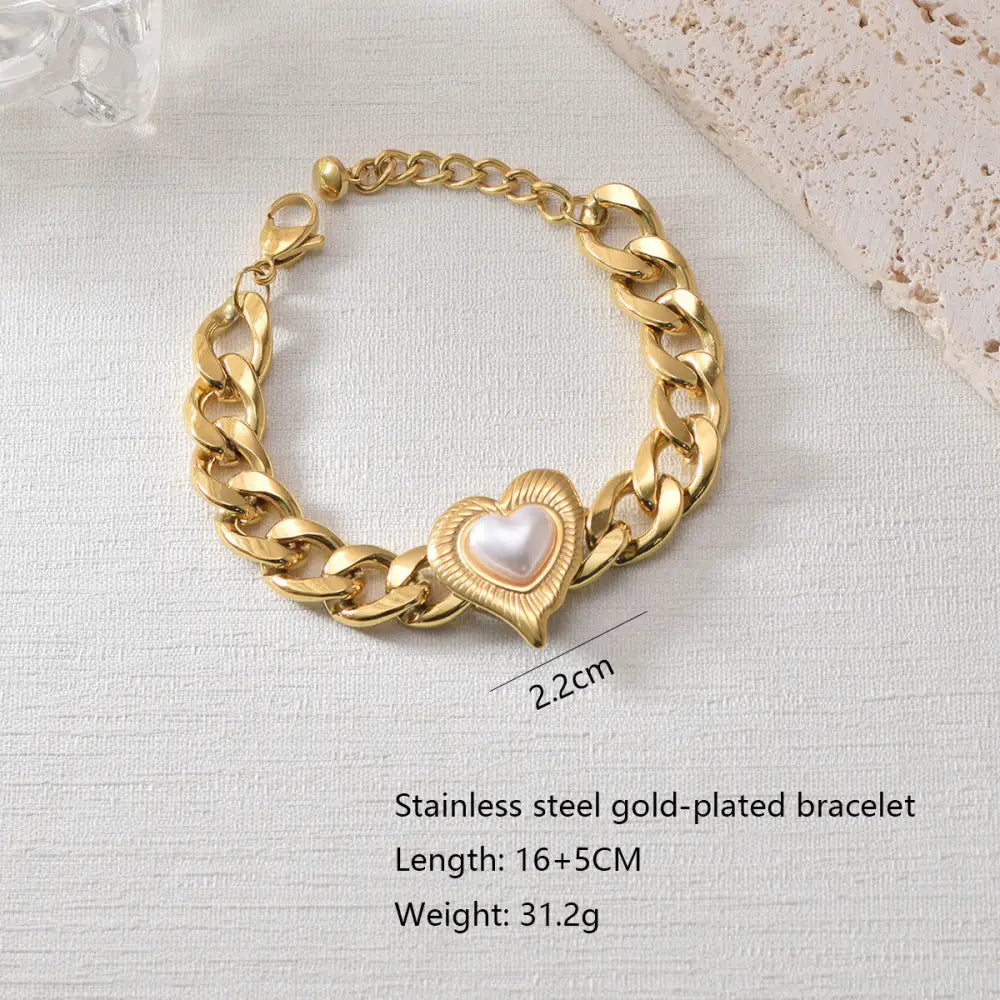 Love Strand Gold Heart Necklace - Golden SL01211