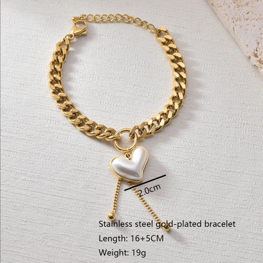 Love Strand Gold Heart Necklace - Golden SL01213