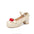 Low Top Mid Heel Imitation Leather Shoes for Women - Beige / 30