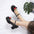 Low Top Mid Heel Imitation Leather Shoes for Women - Black / 30