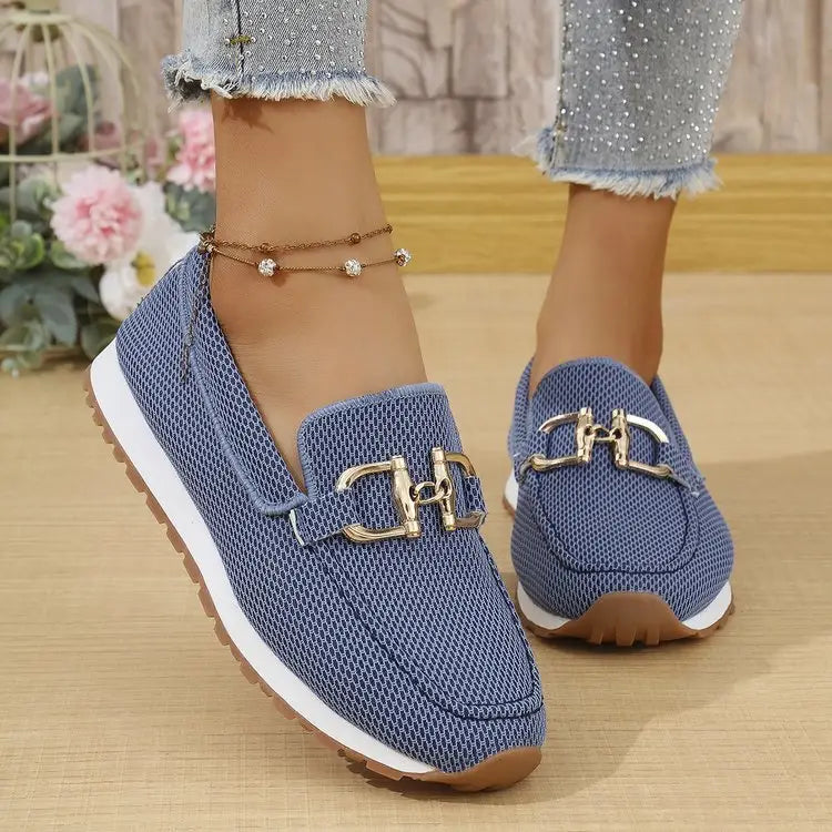 Low Top Solid Color Canvas Shoes with Rubber Sole - Blue / 36