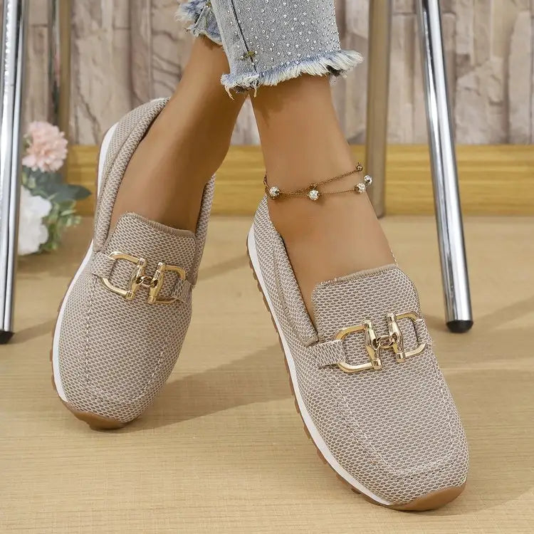 Low Top Solid Color Canvas Shoes with Rubber Sole - Khaki / 36