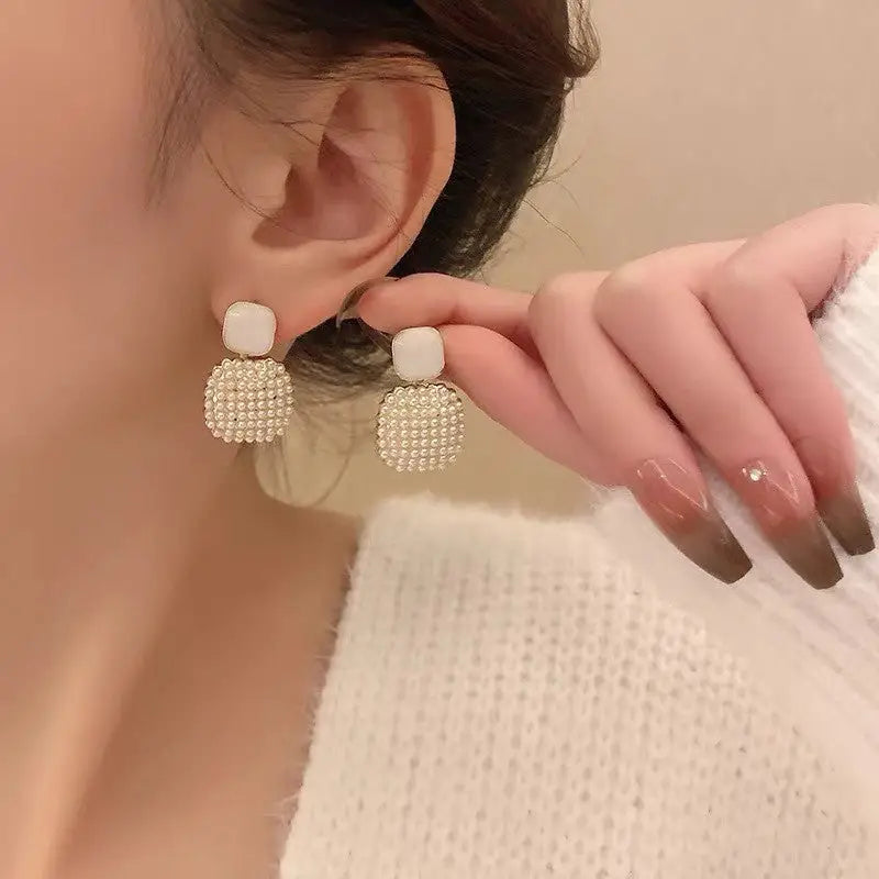 LustreLite: Elegant High-Grade Pearl Earrings - Square Pearl Earrings