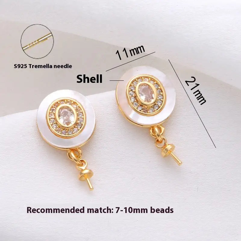 LustrePearl S925 Silver Studs - Ellipse / Sterling Silver Needle