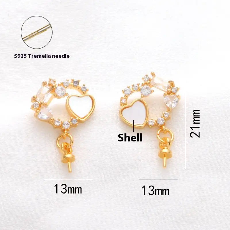 LustrePearl S925 Silver Studs - Heart Shape / Sterling Silver Needle