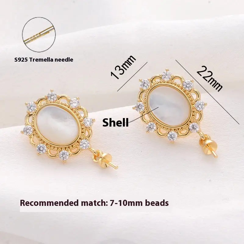 LustrePearl S925 Silver Studs - Lace / Sterling Silver Needle