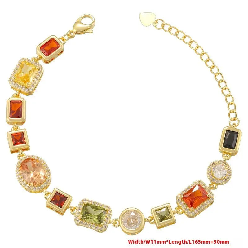 LuxDiamond Square: Bracelet & Necklace Set - Gold Bracelet