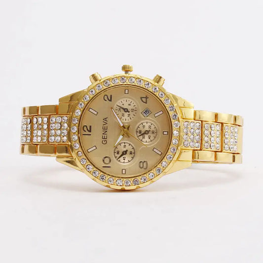 Luxe Diamond Quartz Timepiece