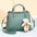 Macaron Color PU Suitcase Square Packing Handbag - Green