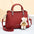 Macaron Color PU Suitcase Square Packing Handbag - Wine Red