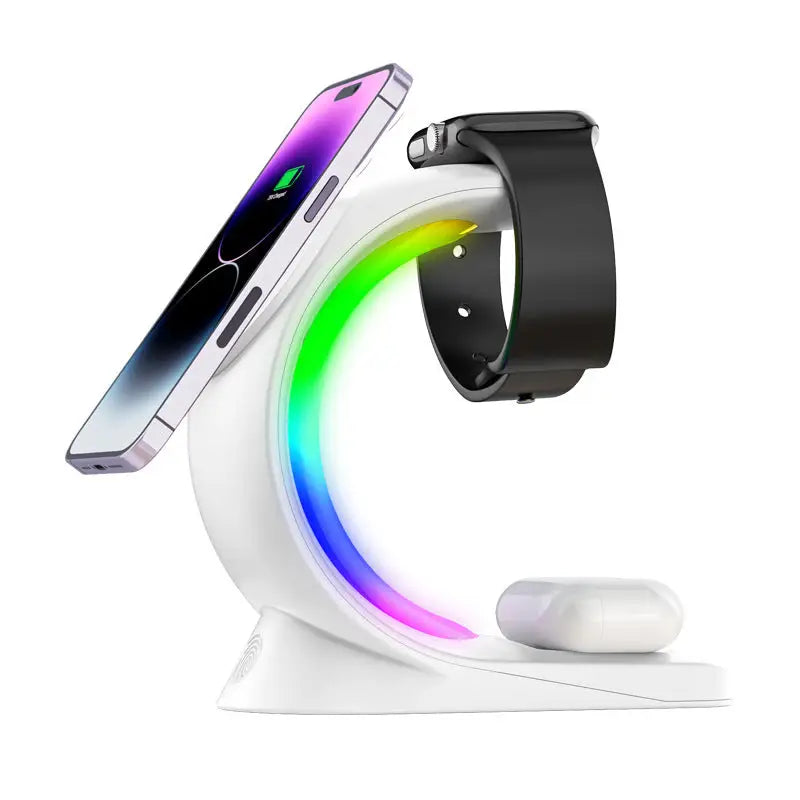 Magnetic Wireless Charger with RGB Lighting and Foreign Body Detection White