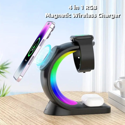 Magnetic Wireless Charger with RGB Lighting and Foreign Body Detection