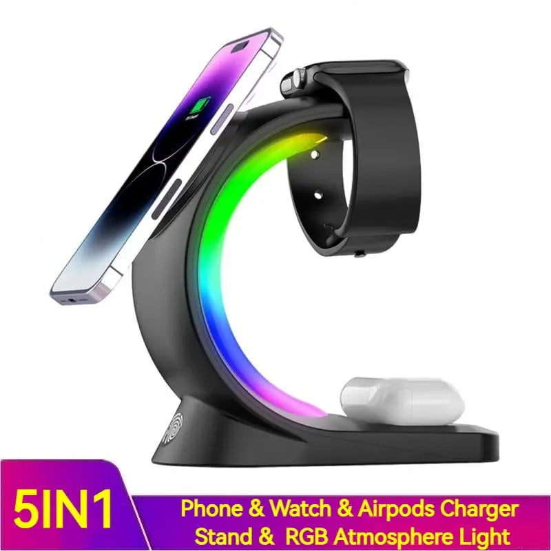 Magnetic Wireless Charger with RGB Lighting and Foreign Body Detection