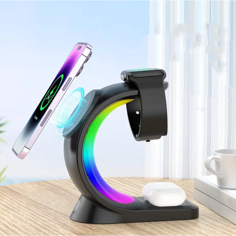 Magnetic Wireless Charger with RGB Lighting and Foreign Body Detection