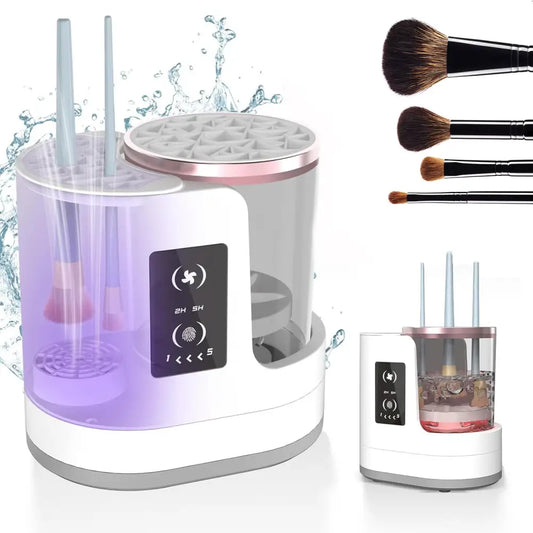 Makeup Brush Cleaning Station with Drying and Disinfecting Chamber