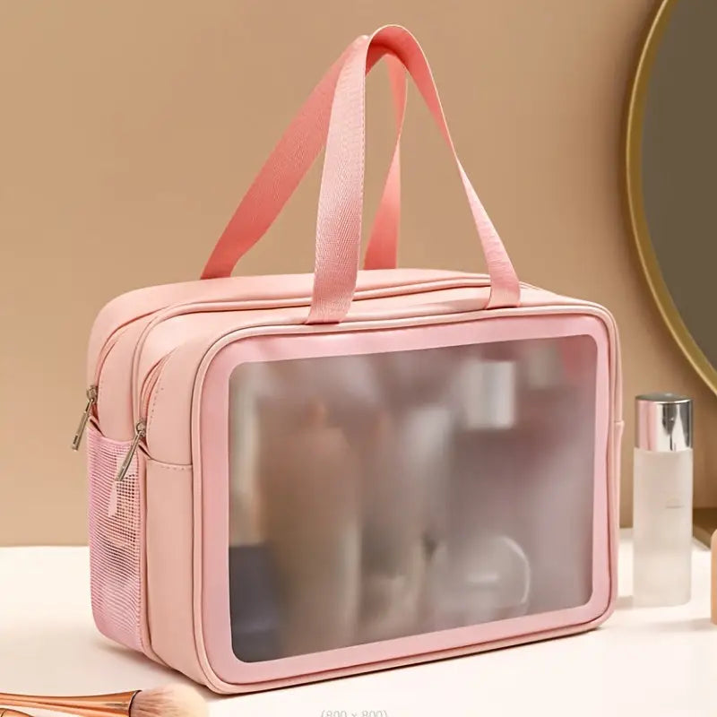 Matte Double Layered Washing and Stimulating Bag Set Large and Medium Pink 5