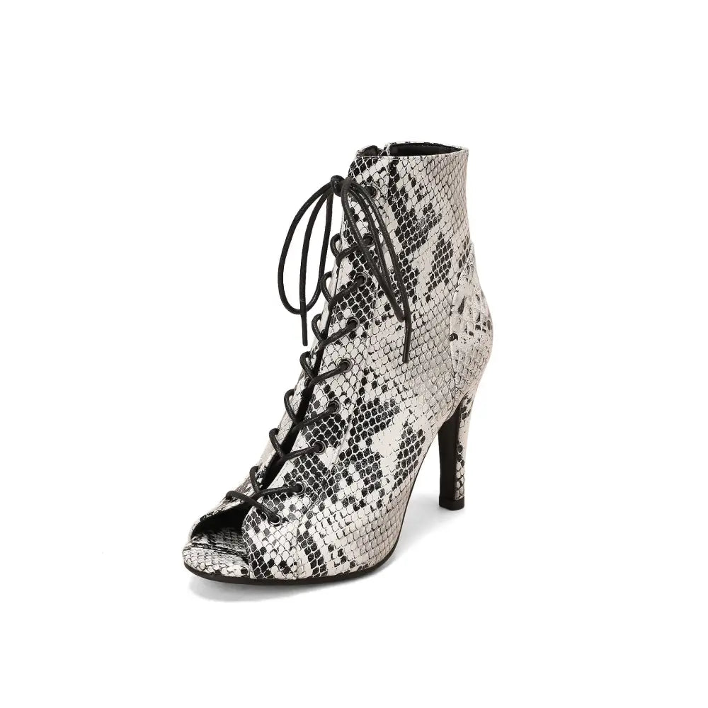 Matte Fish Mouth Toe Bracket Shoe Upper in Multiple Colors and Prints - Snake Pattern / 34 / 10cm
