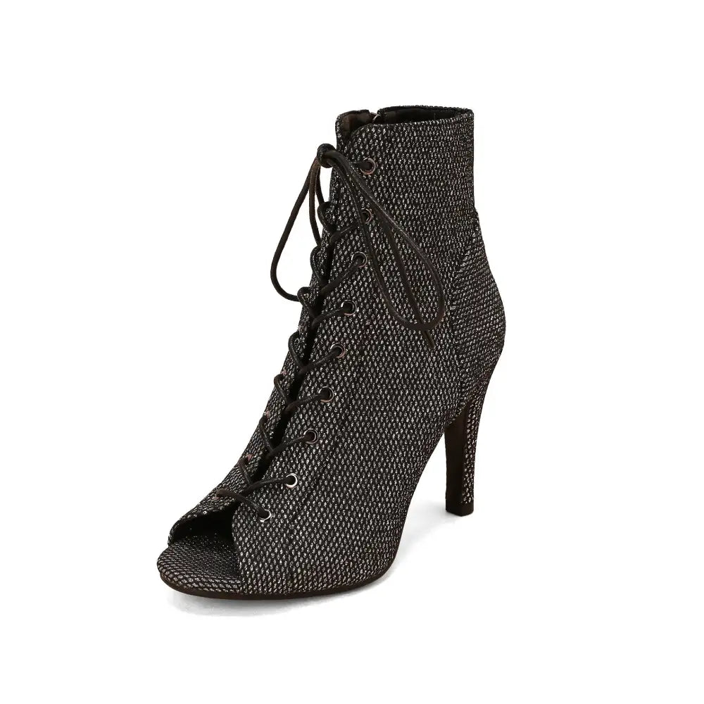 Matte Fish Mouth Toe Bracket Shoe Upper in Multiple Colors and Prints - Black Crystal / 34 / 10cm