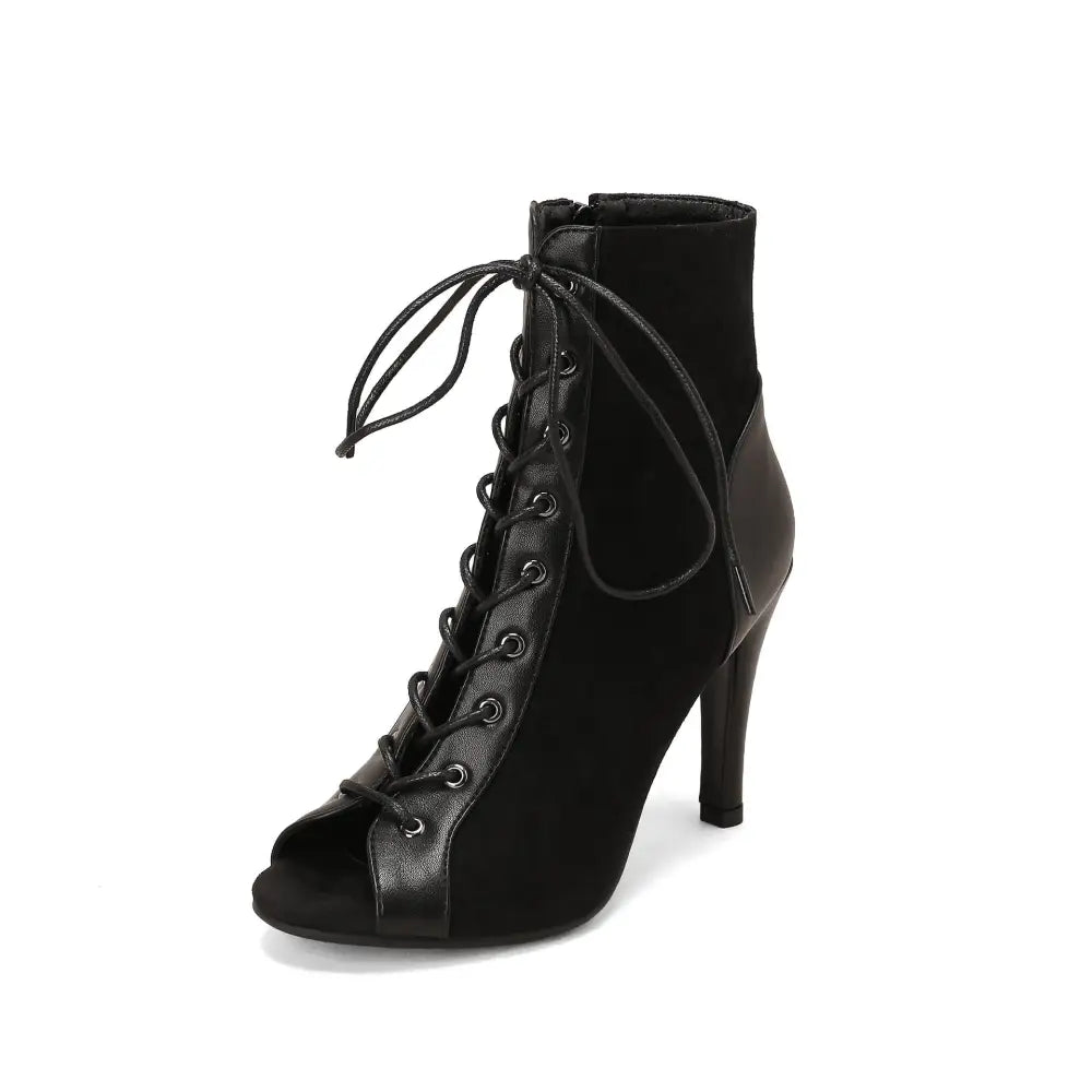 Matte Fish Mouth Toe Bracket Shoe Upper in Multiple Colors and Prints - Black / 34 / 10cm