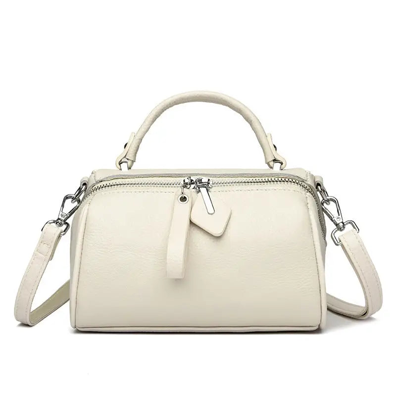 MaxiLeather Crossbody Bag - Beige