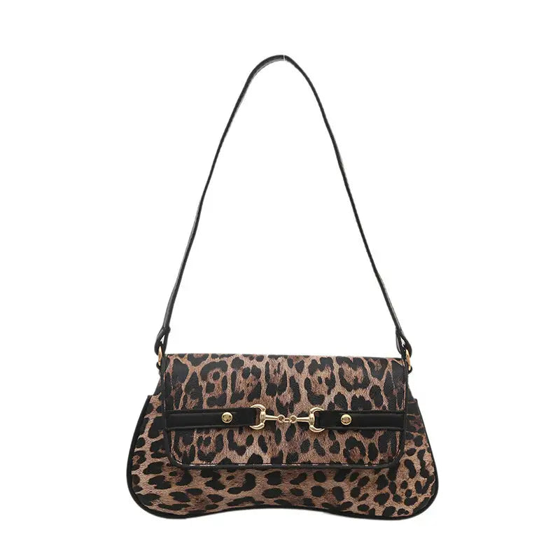 Medium Hard PU Suitcase with Leopard Print and Three Dimensional Pocket - Leopard Print Black
