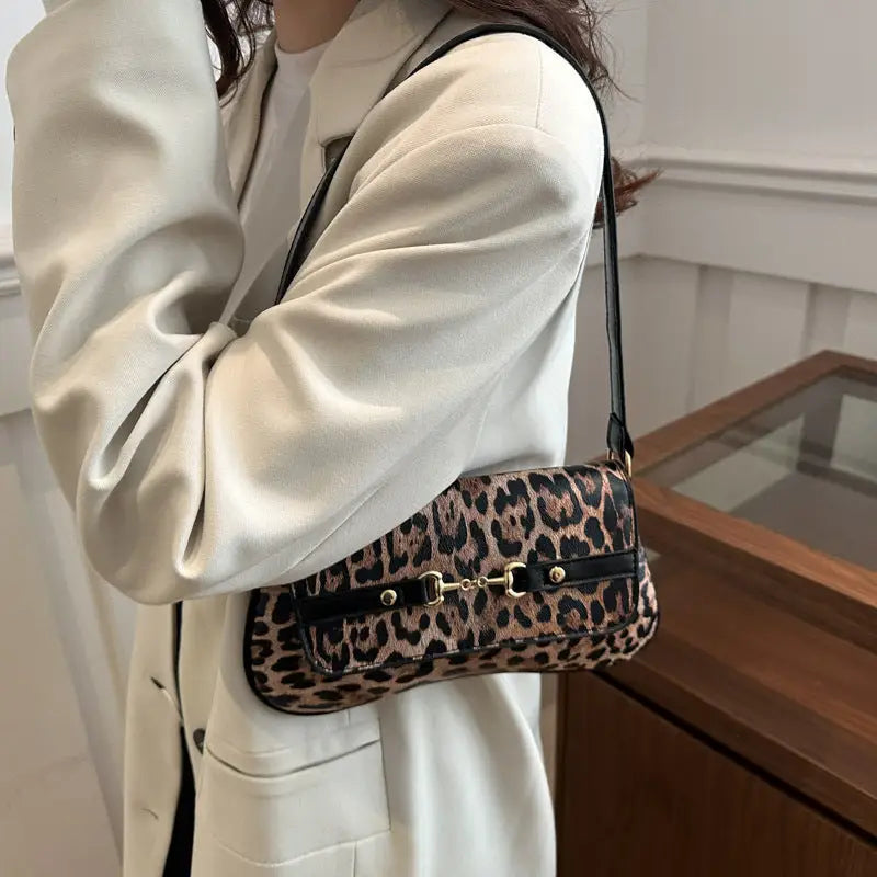 Medium Hard PU Suitcase with Leopard Print and Three Dimensional Pocket